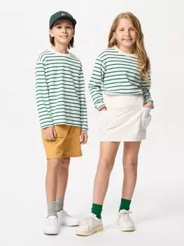 Лонгслив airism cotton crew neck полосатый Uniqlo, цвет 55 зеленый