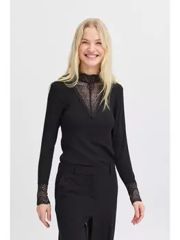 Лонгслив b.young Longsleeve BYRALITSA TOP - 20815966 modisches Langarm-Shirt mit Spitze, цвет black denim