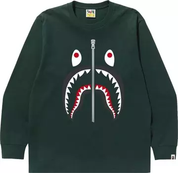 Лонгслив BAPE Shark Long-Sleeve Tee 'Green', зеленый