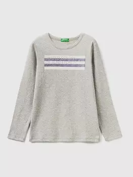 Лонгслив Benetton Longsleeve, светло-серый