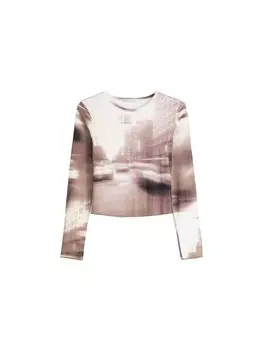 Лонгслив Bershka, экрю/светло-бежевый