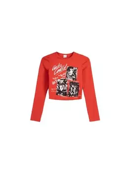 Лонгслив Bershka, красный