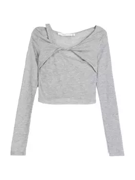 Лонгслив Bershka, пятнистый серый