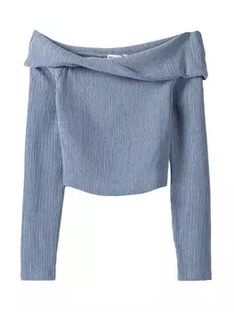 Лонгслив Bershka, пыльный синий