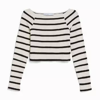 Лонгслив Bershka Striped, синий/белый