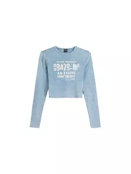 Лонгслив Bershka, светло-синий