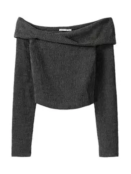 Лонгслив Bershka, темно-серый