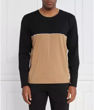 Лонгслив Boss Balance Regular Fit, черный / бежевый