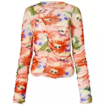 Лонгслив Brain Dead Alexis Ruched Hyper Mesh, мультиколор