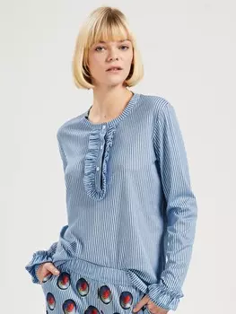 Лонгслив Calida Longsleeve, цвет Blau/Wei