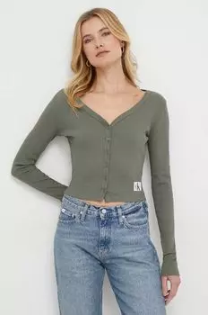 Лонгслив Calvin Klein Jeans, зеленый
