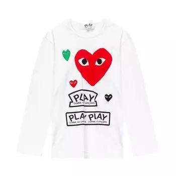 Лонгслив Comme des Garons PLAY Miscellaneous Logo Long-Sleeve Tee 'White/Red', белый