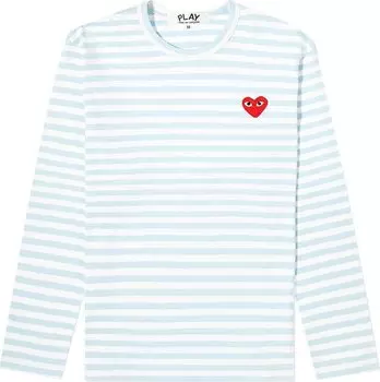 Лонгслив Comme des Garons Long-Sleeve Striped Tee With Small Heart 'Blue', синий