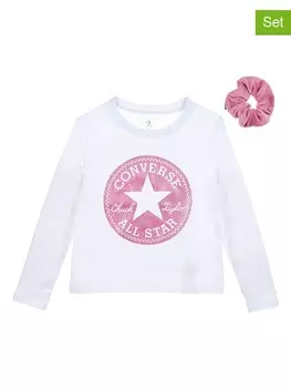 Лонгслив Converse 2tlg Set und Haargummi, цвет wei/rosa