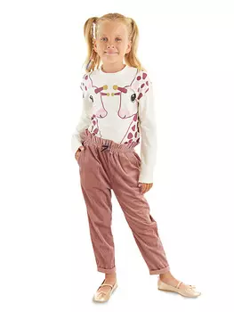 Лонгслив Denokids 2tlg. Outfit Twin Giraffe, кремовый