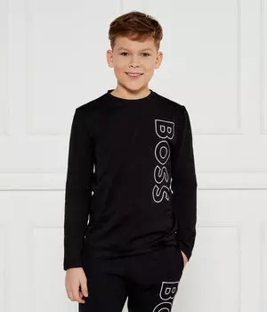 Лонгслив детский Boss Kidswear с логотипом бренда, черный