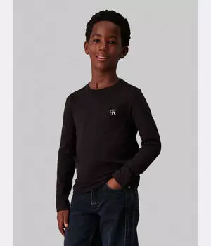 Лонгслив детский Calvin Klein Jeans базовый 2 шт, черный/белый