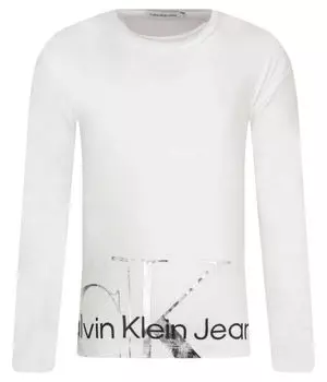 Лонгслив детский Calvin Klein Jeans хлопковый с принтом, белый