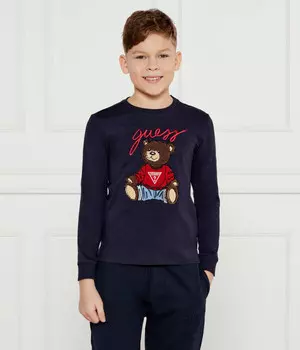 Лонгслив детский Guess Regular Fit с принтом, синий