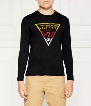 Лонгслив детский Guess с цветным логотипом, черный