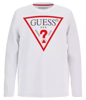 Лонгслив детский Guess с фирменным принтом, белый