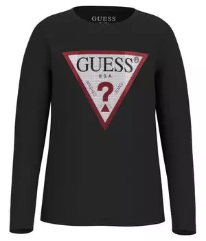 Лонгслив детский Guess с фирменным принтом, черный