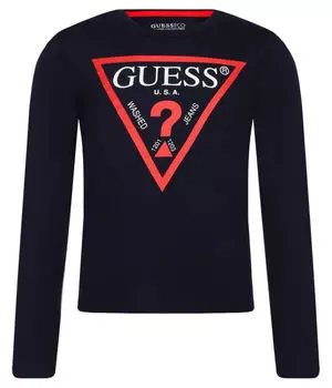 Лонгслив детский Guess с контрастным принтом, черный
