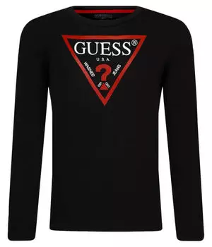 Лонгслив детский Guess с контрастным принтом, черный