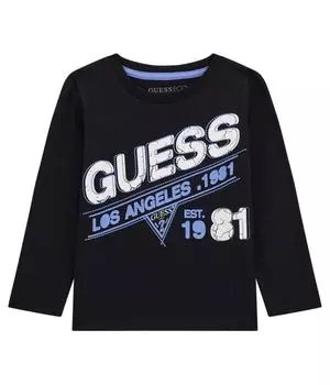 Лонгслив детский Guess с логотипом, черный