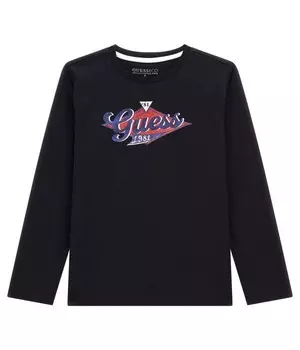 Лонгслив детский Guess с надписью, черный