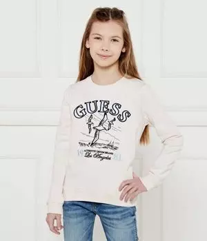 Лонгслив детский Guess с принтом, бежевый