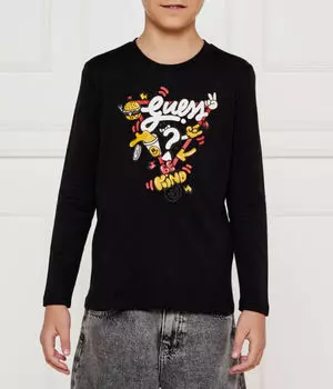 Лонгслив детский Guess с принтом, черный
