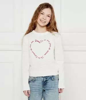 Лонгслив детский Guess с сердцем, белый