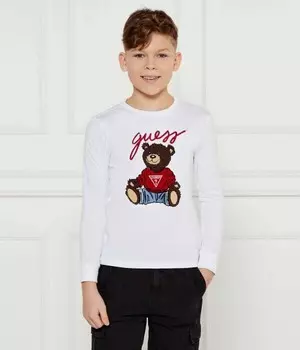 Лонгслив детский Guess с вышитым медведем, белый