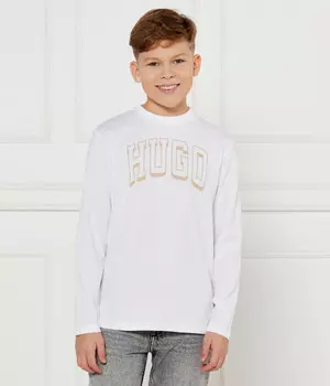 Лонгслив детский Hugo Kids хлопковый с логотипом, белый