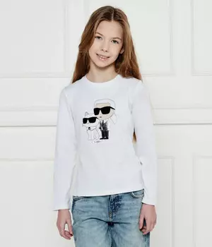 Лонгслив детский Karl Lagerfeld Kids с фирменным принтом, белый