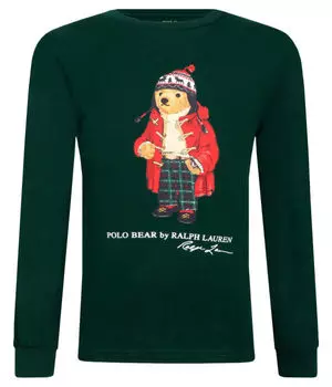 Лонгслив детский Polo Ralph Lauren хлопковый с медведем, черный