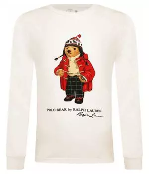 Лонгслив детский Polo Ralph Lauren с изображением медведя, бежевый