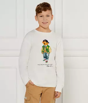 Лонгслив детский Polo Ralph Lauren с медведем, белый