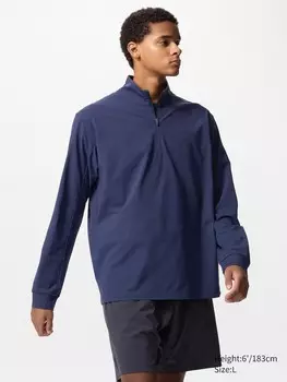 Лонгслив dry-ex с защитой от ультрафиолета Uniqlo, цвет 67 синий