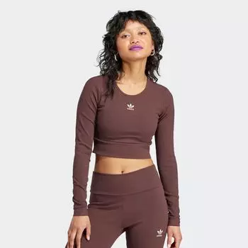 Лонгслив Essentials Cropped Rib Longsleeve adidas Originals, цвет shadow brown