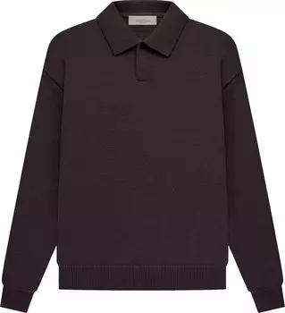 Лонгслив Fear of God Essentials Knit Long-Sleeve Polo 'Plum', коричневый