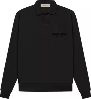 Лонгслив Fear of God Essentials Long-Sleeve Polo 'Stretch Limo', черный