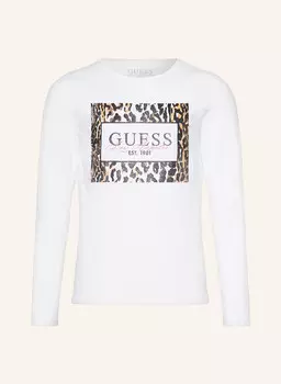 Лонгслив GUESS, белый/коричневый/черный