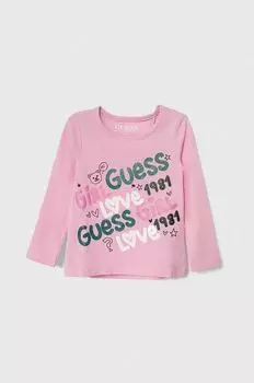 Лонгслив Guess для детей, розовый