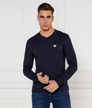 Лонгслив Guess Jeans облегающий, синий