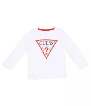 Лонгслив Guess Regular Fit, белый / красный