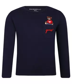 Лонгслив Guess Regular Fit с принтом, синий