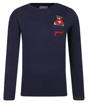 Лонгслив Guess Regular Fit, темно-синий