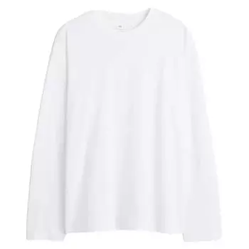 Лонгслив H&M Regular Fit Jersey, белый